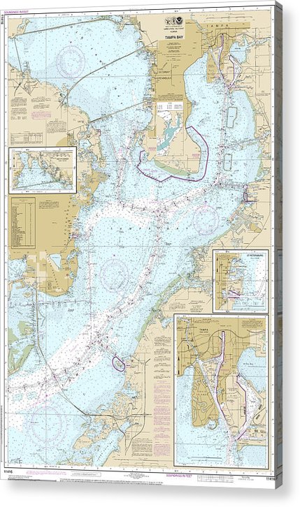 Nautical Chart-11416 Tampa Bay, Safety Harbor, St Petersburg, Tampa  Acrylic Print