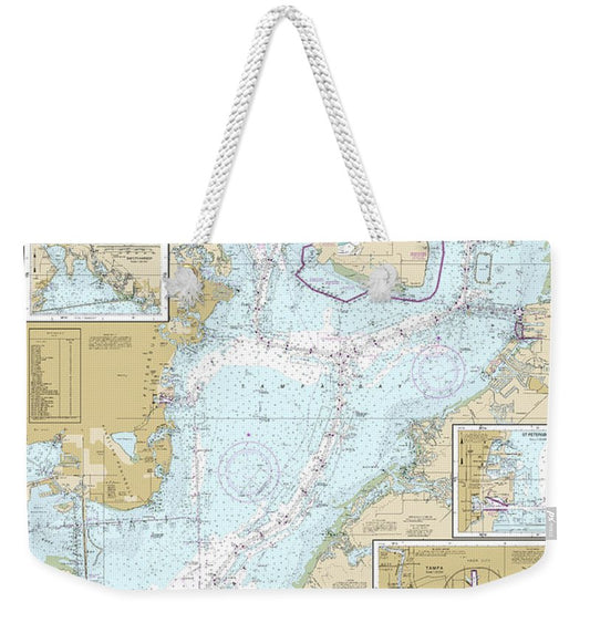 Nautical Chart-11416 Tampa Bay, Safety Harbor, St Petersburg, Tampa - Weekender Tote Bag