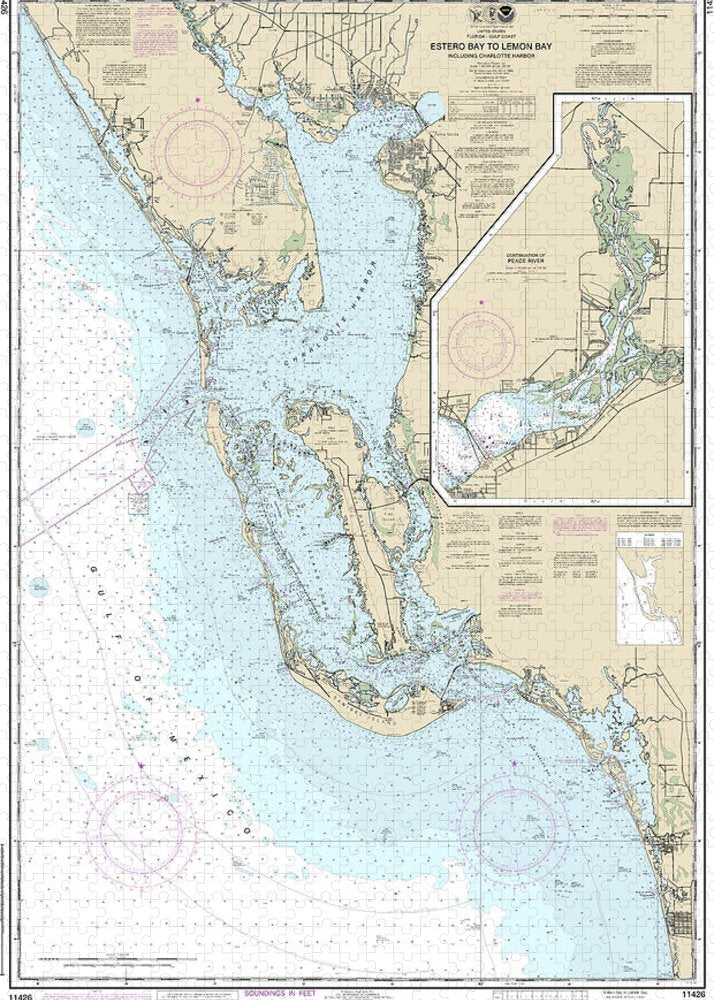 Nautical Chart-11426 Estero Bay-lemon Bay, Including Charlotte Harbor, Continuation-peace River - Puzzle