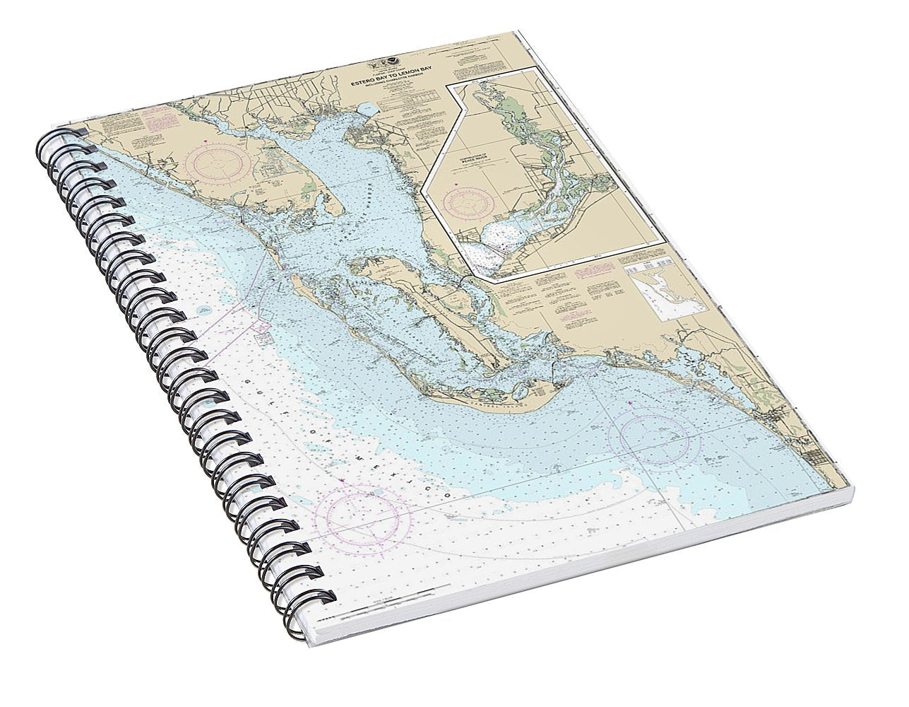 Nautical Chart-11426 Estero Bay-lemon Bay, Including Charlotte Harbor, Continuation-peace River - Spiral Notebook