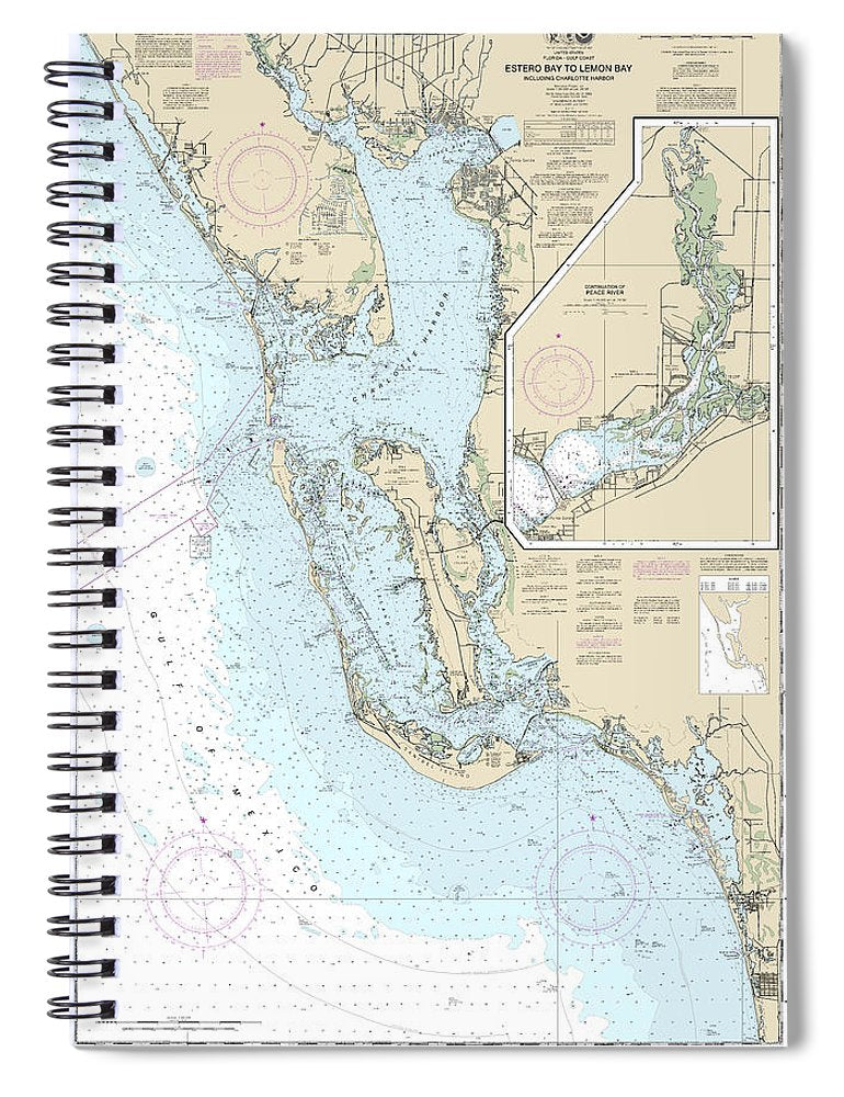 Nautical Chart 11426 Estero Bay Lemon Bay, Including Charlotte Harbor, Continuation Peace River Spiral Notebook