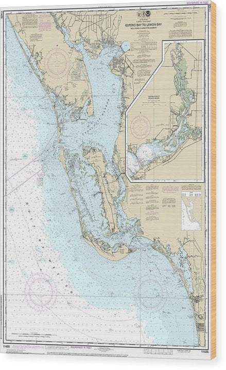 Nautical Chart-11426 Estero Bay-Lemon Bay, Including Charlotte Harbor, Continuation-Peace River Wood Print