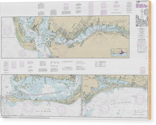 Nautical Chart-11427 Intracoastal Waterway Fort Myers-Charlotte Harbor-Wiggins Pass Wood Print