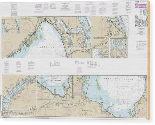 Nautical Chart-11428 Okeechobee Waterway St Lucie Inlet-Fort Myers, Lake Okeechobee Wood Print