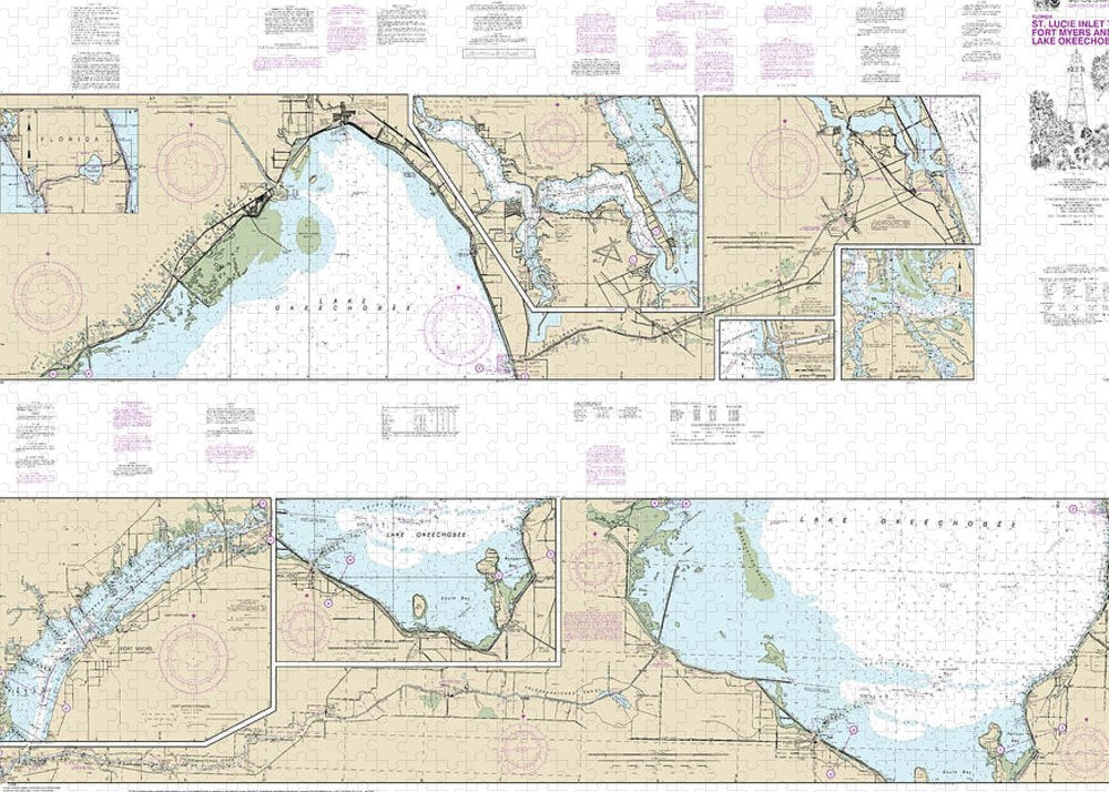 Nautical Chart-11428 Okeechobee Waterway St Lucie Inlet-fort Myers, Lake Okeechobee - Puzzle