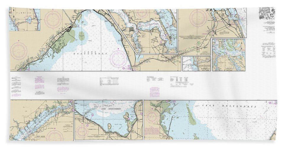 Nautical Chart 11428 Okeechobee Waterway St Lucie Inlet Fort Myers, Lake Okeechobee Bath Towel