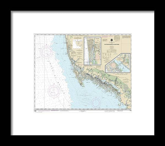 Nautical Chart-11429 Chatham River-clam Pass, Naples Bay, Everglades Harbor - Framed Print