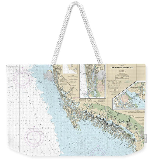 Nautical Chart-11429 Chatham River-clam Pass, Naples Bay, Everglades Harbor - Weekender Tote Bag