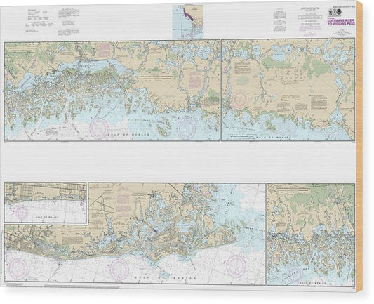 Nautical Chart-11430 Lostmans River-Wiggins Pass Wood Print