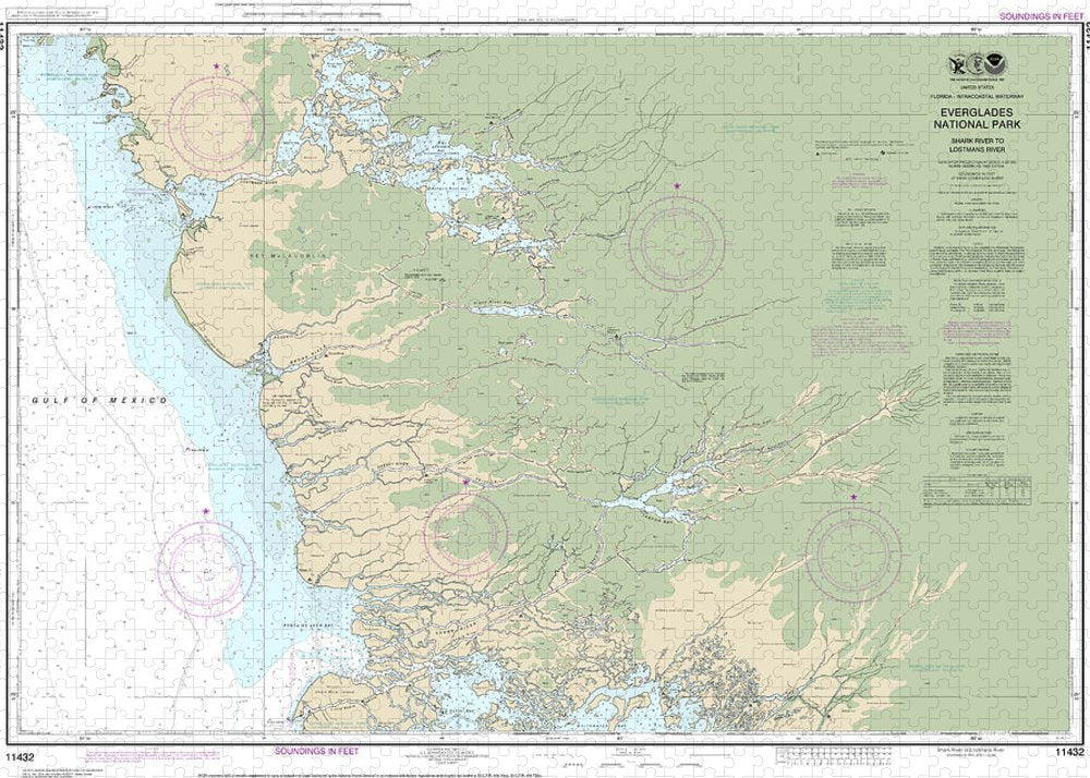 Nautical Chart-11432 Everglades National Park Shark River-lostmans River - Puzzle