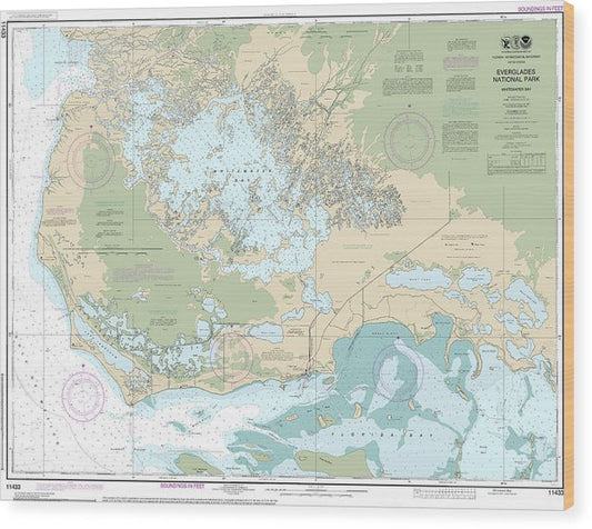 Nautical Chart-11433 Everglades National Park Whitewater Bay Wood Print