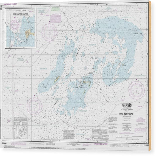 Nautical Chart-11438 Dry Tortugas, Tortugas Harbor Wood Print