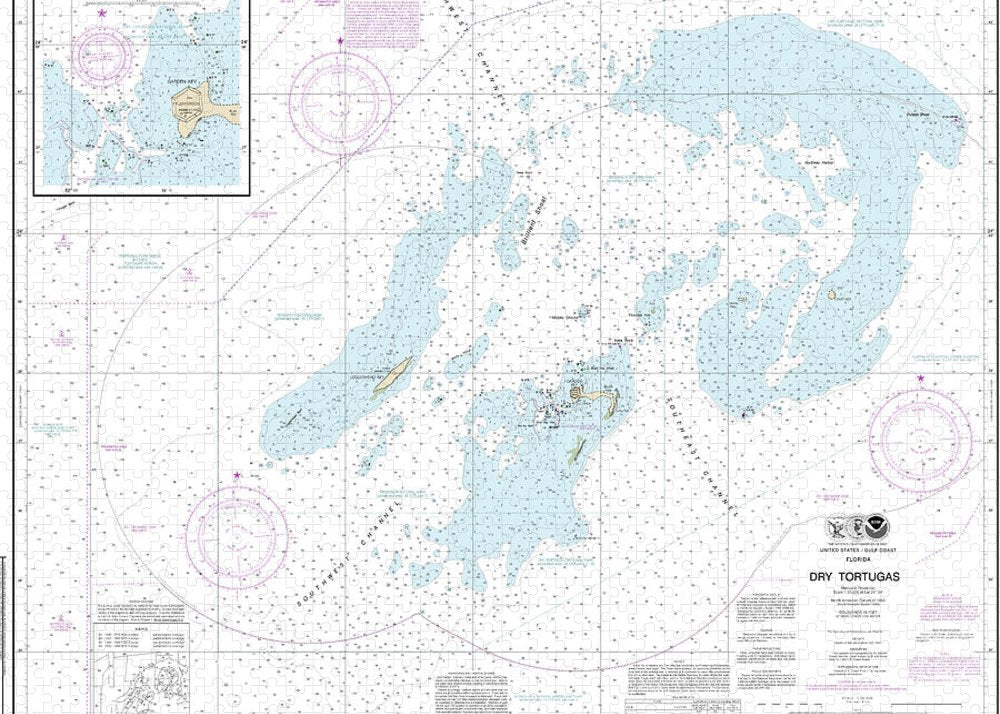 Nautical Chart-11438 Dry Tortugas, Tortugas Harbor - Puzzle