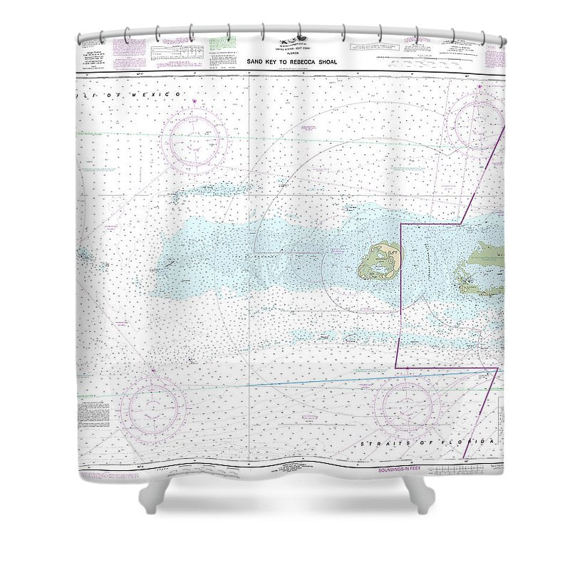 Nautical Chart 11439 Sand Key Rebecca Shoal Shower Curtain