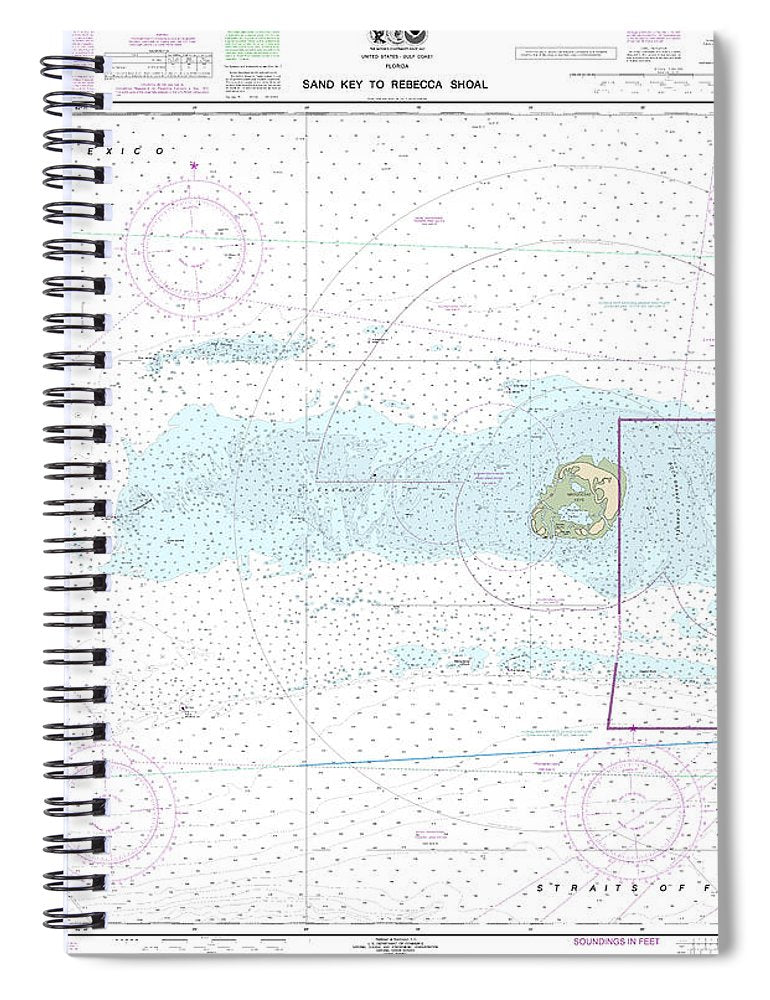 Nautical Chart 11439 Sand Key Rebecca Shoal Spiral Notebook