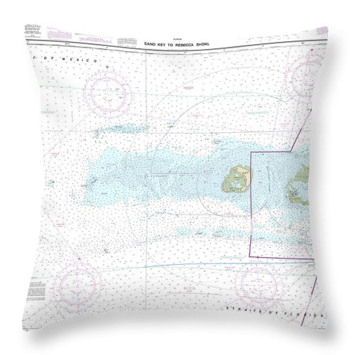 Nautical Chart-11439 Sand Key-rebecca Shoal - Throw Pillow