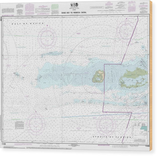 Nautical Chart-11439 Sand Key-Rebecca Shoal Wood Print