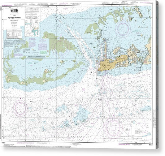 Nautical Chart-11441 Key West Harbor-Approaches  Acrylic Print