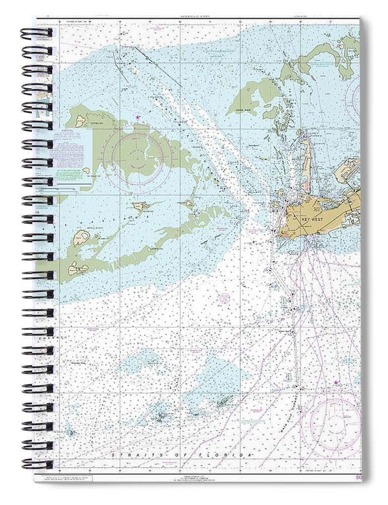 Nautical Chart 11441 Key West Harbor Approaches Spiral Notebook
