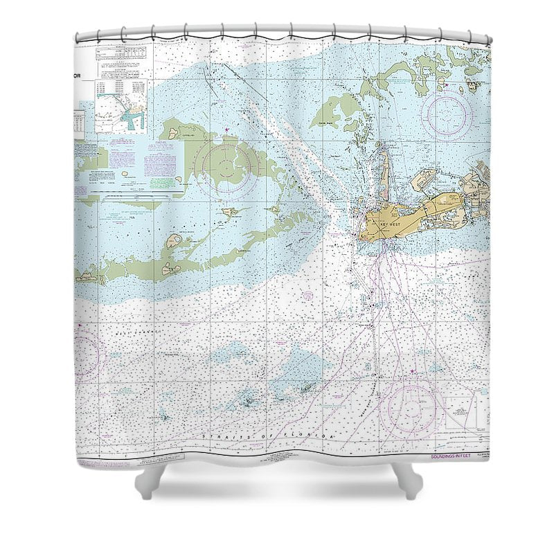 Nautical Chart 11441 Key West Harbor Approaches Shower Curtain