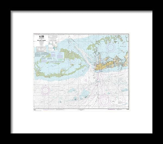 A beuatiful Framed Print of the Nautical Chart-11441 Key West Harbor-Approaches by SeaKoast