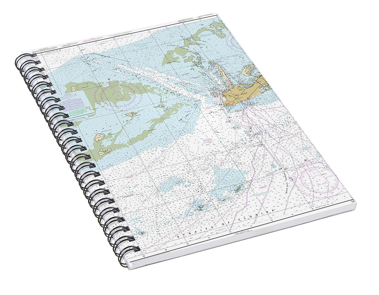 Nautical Chart-11441 Key West Harbor-approaches - Spiral Notebook