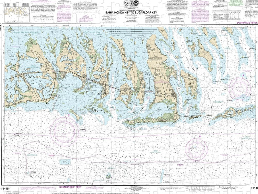 Nautical Chart 11445 Intracoastal Waterway Bahia Honda Key Sugarloaf Key Puzzle