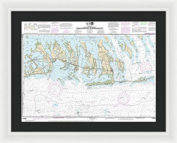 Nautical Chart-11445 Intracoastal Waterway Bahia Honda Key-sugarloaf Key - Framed Print