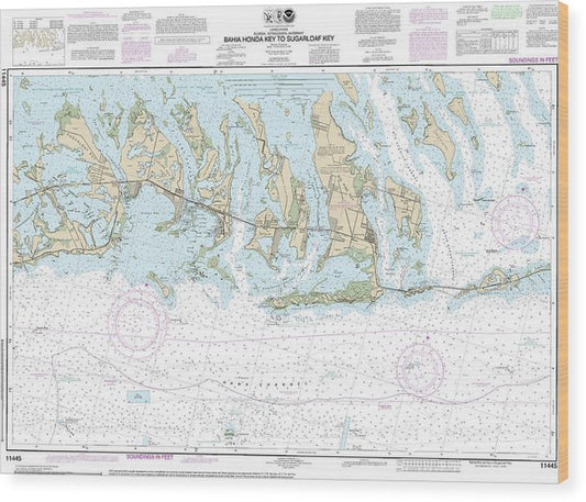 Nautical Chart-11445 Intracoastal Waterway Bahia Honda Key-Sugarloaf Key Wood Print