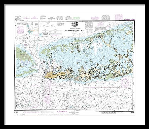 Nautical Chart-11446 Intracoastal Waterway Sugarloaf Key-key West - Framed Print