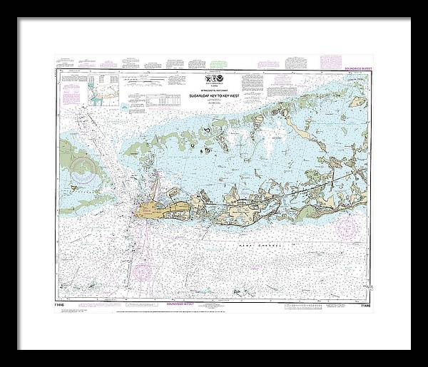 Nautical Chart-11446 Intracoastal Waterway Sugarloaf Key-key West - Framed Print