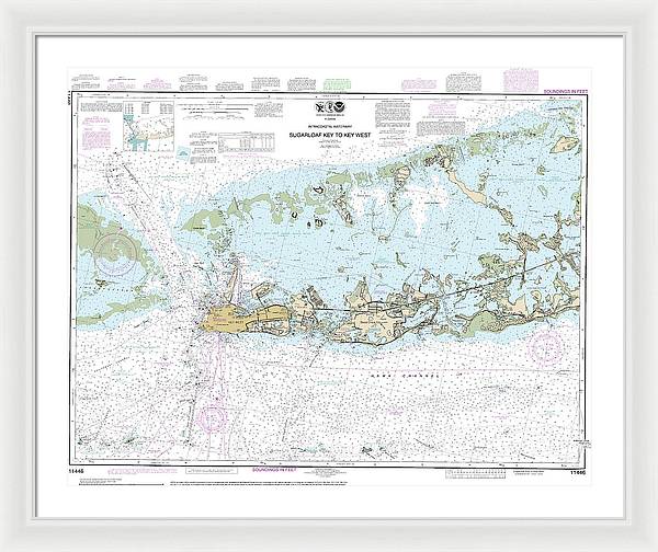 Nautical Chart-11446 Intracoastal Waterway Sugarloaf Key-key West - Framed Print