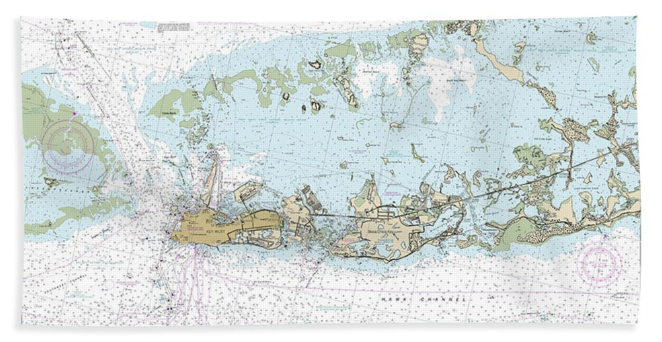 Nautical Chart-11446 Intracoastal Waterway Sugarloaf Key-key West - Beach Towel