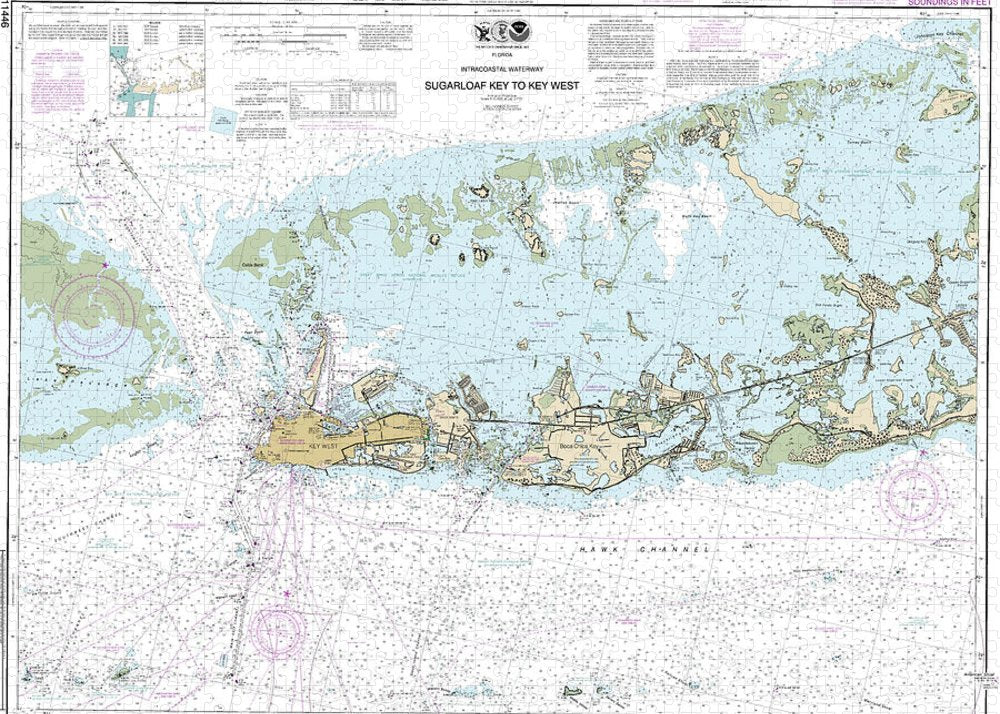 Nautical Chart-11446 Intracoastal Waterway Sugarloaf Key-key West - Puzzle