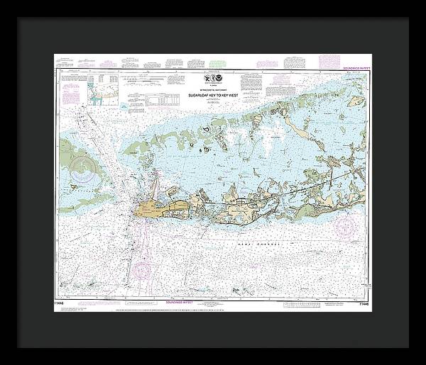 Nautical Chart-11446 Intracoastal Waterway Sugarloaf Key-key West - Framed Print