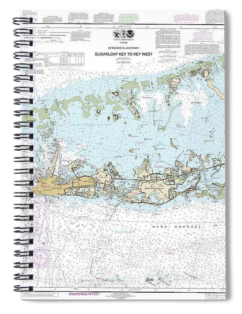 Nautical Chart 11446 Intracoastal Waterway Sugarloaf Key Key West Spiral Notebook