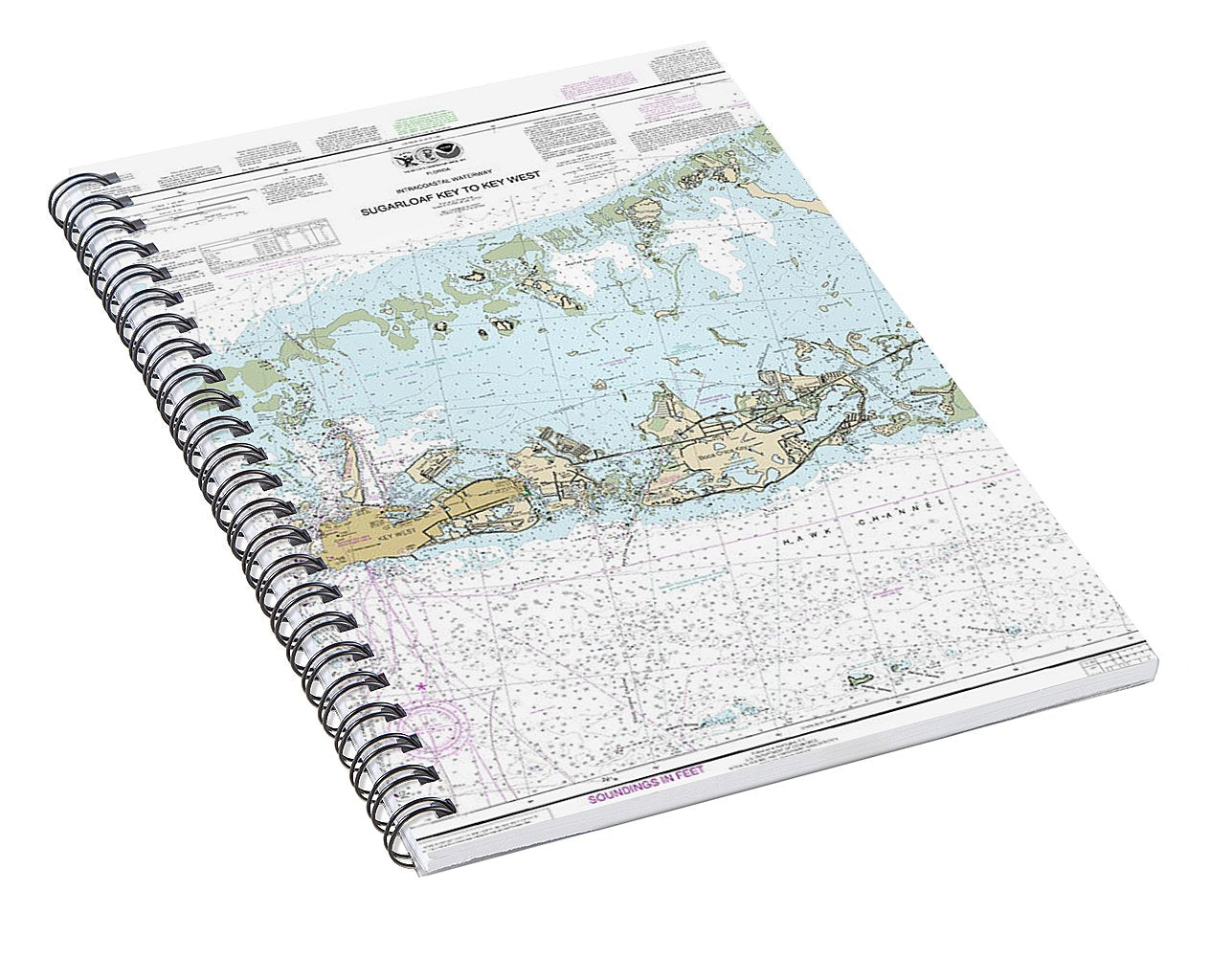 Nautical Chart-11446 Intracoastal Waterway Sugarloaf Key-key West - Spiral Notebook