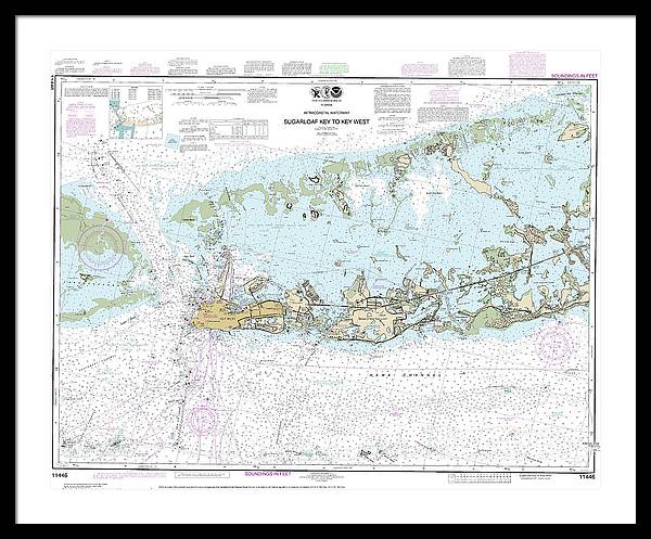 Nautical Chart-11446 Intracoastal Waterway Sugarloaf Key-key West - Framed Print