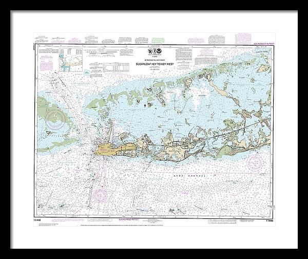 Nautical Chart-11446 Intracoastal Waterway Sugarloaf Key-key West - Framed Print