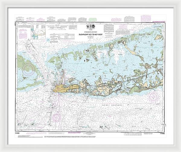 Nautical Chart-11446 Intracoastal Waterway Sugarloaf Key-key West - Framed Print