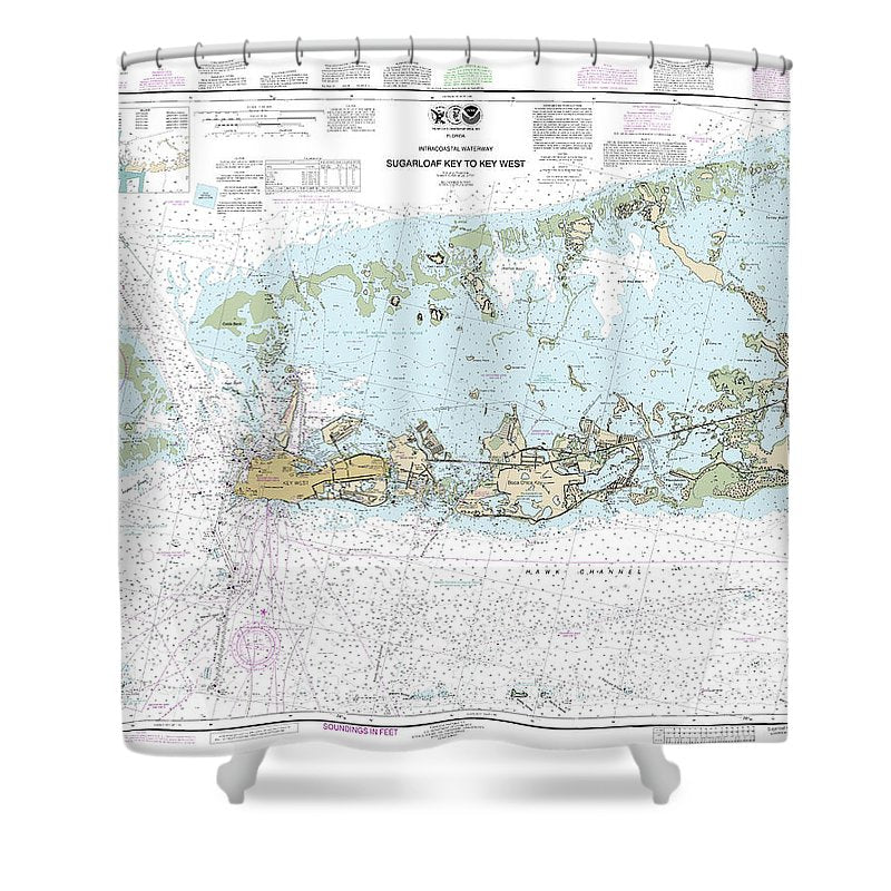 Nautical Chart 11446 Intracoastal Waterway Sugarloaf Key Key West Shower Curtain