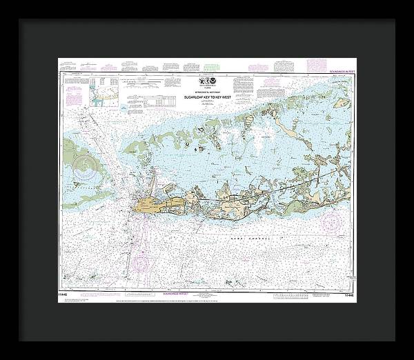 Nautical Chart-11446 Intracoastal Waterway Sugarloaf Key-key West - Framed Print