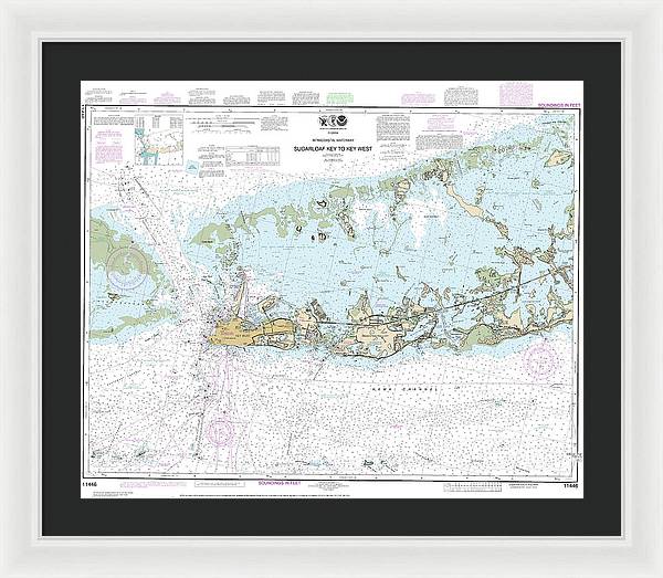 Nautical Chart-11446 Intracoastal Waterway Sugarloaf Key-key West - Framed Print