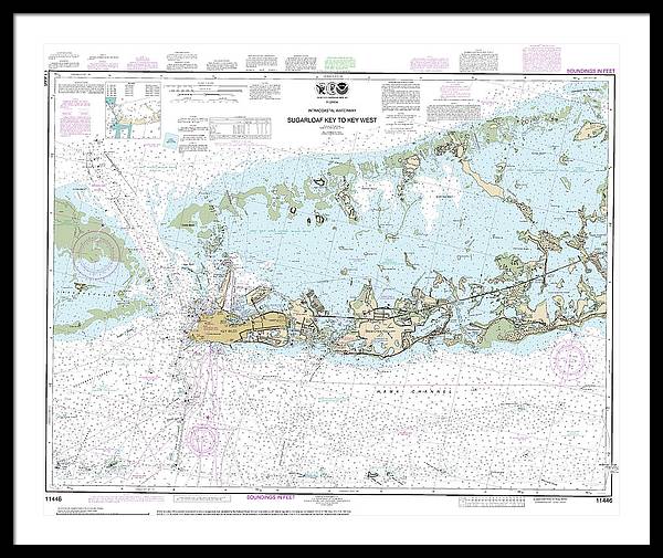 Nautical Chart-11446 Intracoastal Waterway Sugarloaf Key-key West - Framed Print