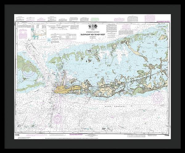 Nautical Chart-11446 Intracoastal Waterway Sugarloaf Key-key West - Framed Print