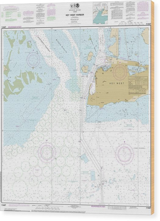 Nautical Chart-11447 Key West Harbor Wood Print