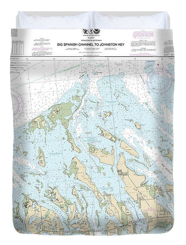Nautical Chart-11448 Intracoastal Waterway Big Spanish Channel-johnston Key - Duvet Cover