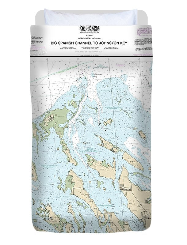 Nautical Chart-11448 Intracoastal Waterway Big Spanish Channel-johnston Key - Duvet Cover