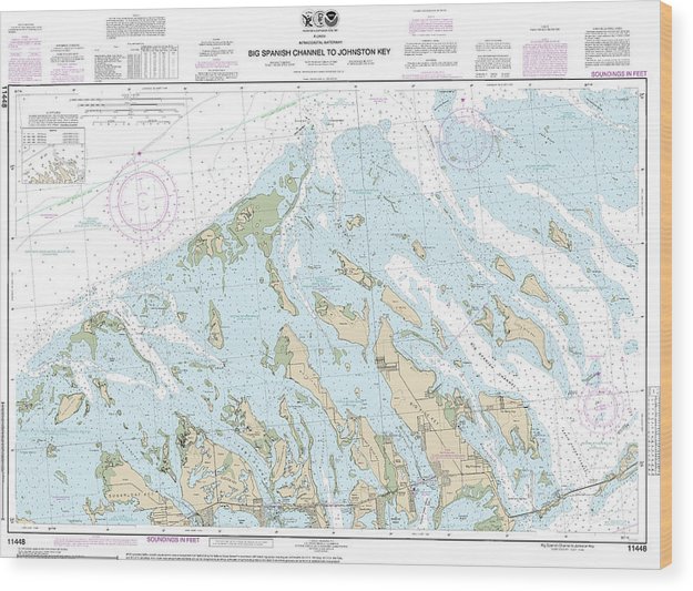 Nautical Chart-11448 Intracoastal Waterway Big Spanish Channel-Johnston Key Wood Print