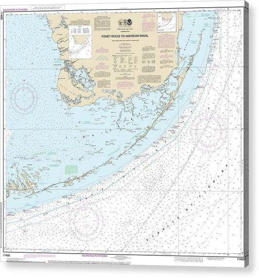 Nautical Chart-11450 Fowey Rocks-American Shoal  Acrylic Print